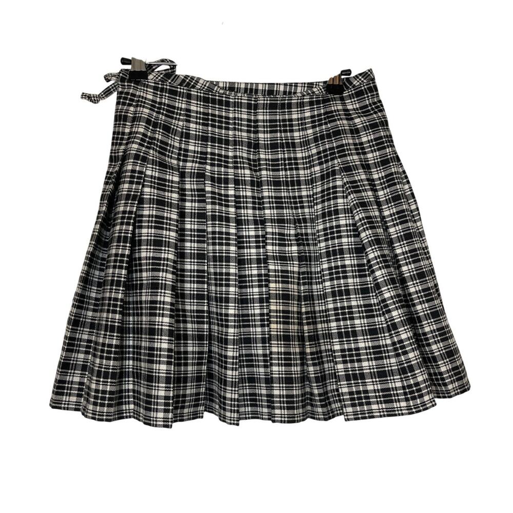 VTG Y2K Express Black/White Plaid School Girl Wrap Mini Skirt Women's Size Small - Picture 5 of 6